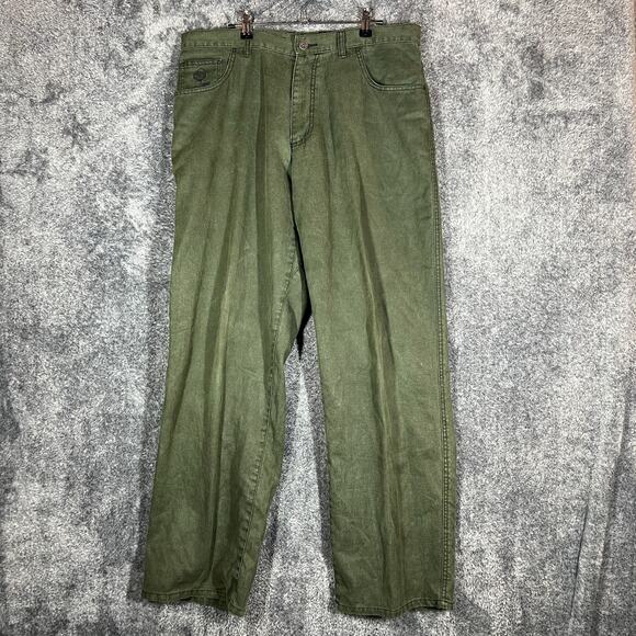 Patagonia Rhythm High Wire Hemp Jeans Mens 34x31 Dark Green Denim 21245 - Picture 1 of 12